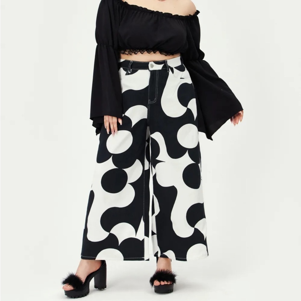 Cider Funky Floral Wide Leg Jeans